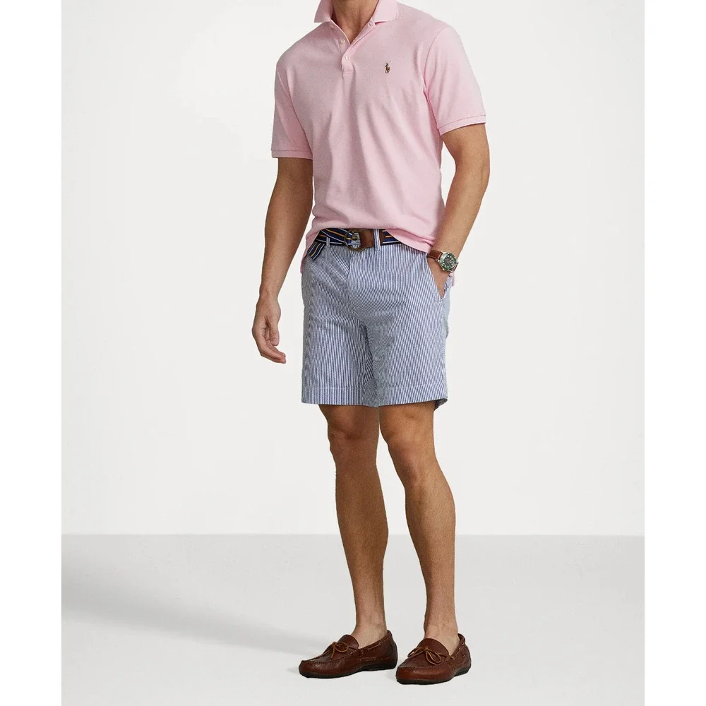 Polo Ralph Lauren Blue White Seersucker Stretch Classic Fit Shorts Sz. 34 NWT